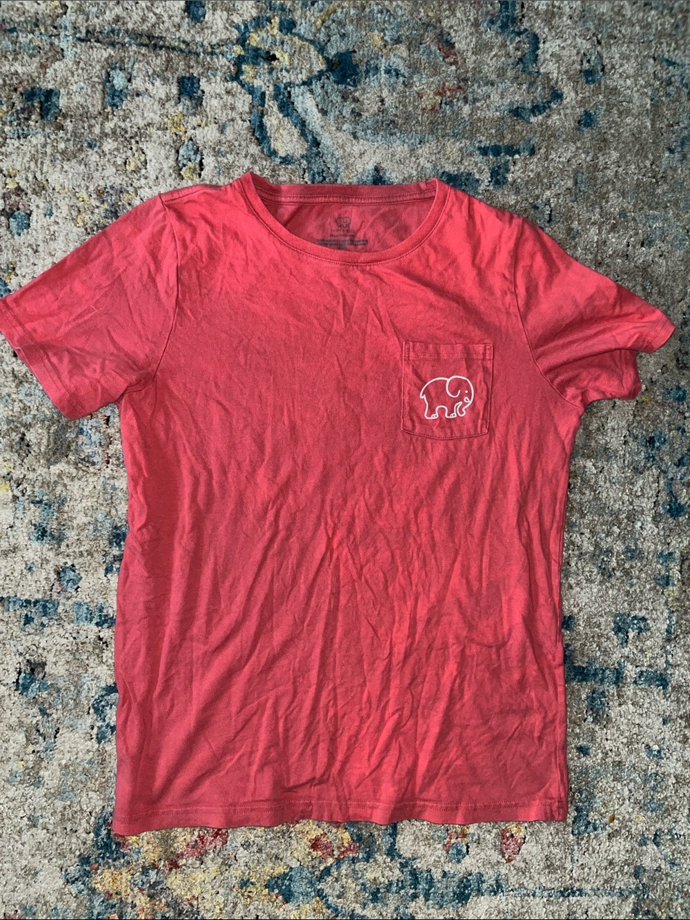 ivory ella Coral Short Sleeve Pocket Tee with White Elephant